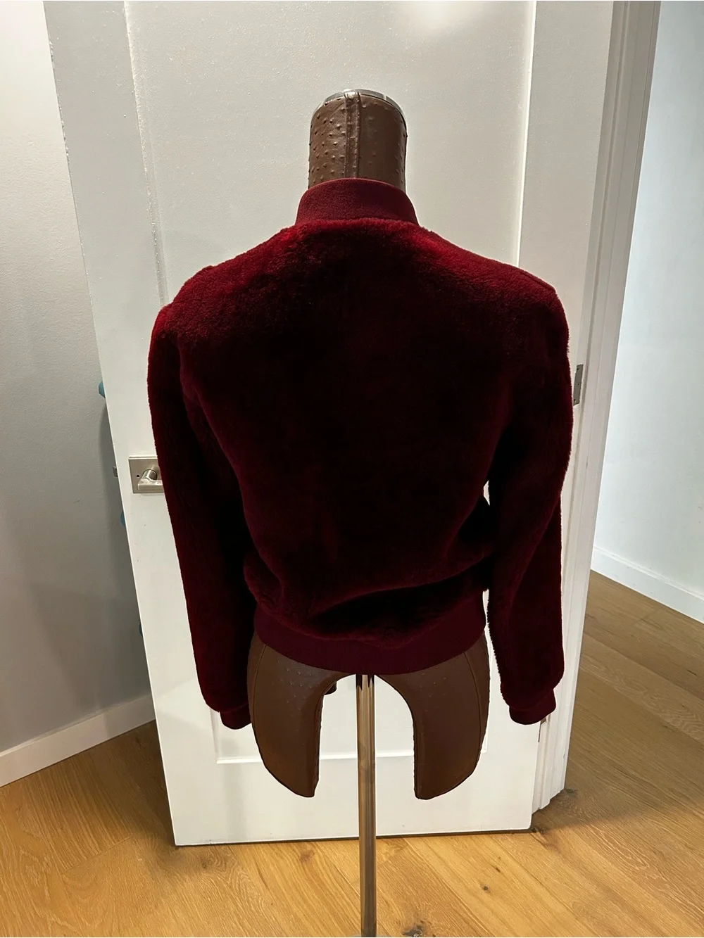 Theory shearling and leather Reversible Bomber Jacket in Burgundy